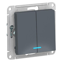 ATLASDESIGN 2-клавишный ВЫКЛЮЧАТЕЛЬ с подсветкой, сх.5а, 10АХ, механизм, ГРИФЕЛЬ ATN000753