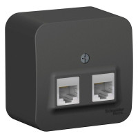 BLANCA О/У РОЗЕТКА двойная компьютерная RJ45, кат.5E, ИЗОЛ.ПЛ., АНТРАЦИТ BLNIA045456