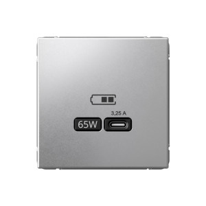ARTGALLERY USB РОЗЕТКА тип-С 65Вт высокоскор.заряд. QC, PD, механизм, АЛЮМИНИЙ GAL000327