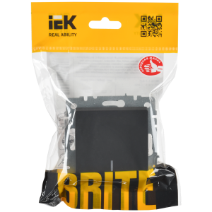 BRITE Выключатель 1-клавишный проходной с индикацией 10А ВС10-1-7-БрГ графит IEK