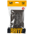BRITE Розетка 2-местная с заземлением без защитных шторок 16А в сборе РС12-3-БрТБ темная бронза IEK