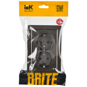 BRITE Розетка 2-местная с заземлением без защитных шторок 16А в сборе РС12-3-БрТБ темная бронза IEK