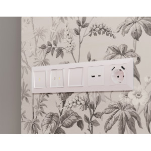 MA211010 Комплект механизма розетки ALFA Жемчуг 2USB AC 20W быстрая зарядка QUANT AP2110, VM177 AMBRELLA VOLT