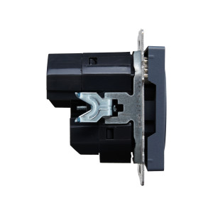 BRITE Розетка 1-местная с заземлением с защитными шторками 16А с USB AC 18Вт РЮш11-1-БрМ маренго IEK