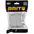 BRITE Выключатель 2-клавишный проходной 10А безвинтовое крепление ВС11-2-6-БрА алюминий IEK