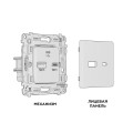 MA111010 Комплект механизма розетки ALFA Белый глянец 2USB AC 20W быстрая зарядка QUANT AMBRELLA VOLT