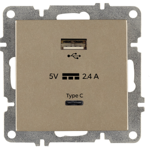 Arvia Electric, L/K Механизм, Розетка USB + Type C, (титан)