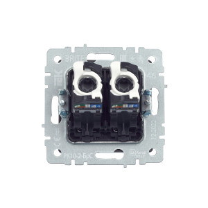 BRITE Розетка компьютерная двойная RJ45 кат.5E РК10-2-БрС сталь IEK