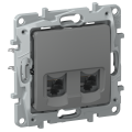 IEKETIKA Розетка компьютерная двойная RJ45 категория 6 UTP 6715541 мокрый асфальт IEK