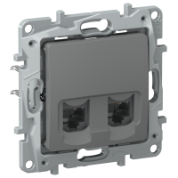 IEKETIKA Розетка компьютерная двойная RJ45 категория 6 UTP 6715541 мокрый асфальт IEK