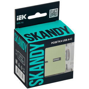 SKANDY Розетка USB A+C 3,1А SK-R14G мятный IEK