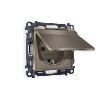 MA638010 Комплект механизма электрической розетки ALFA Темная бронза матовый сз с шторками и крышкой IP44 QUANT AP6380, VM141 AMBRELLA VOLT