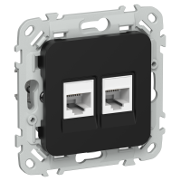 FLITE Розетка 2-местная компьютерная RJ45 категория 6 UTP РК6-2-0-ФлЧ черный IEK
