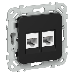 FLITE Розетка 2-местная компьютерная RJ45 категория 6 UTP РК6-2-0-ФлЧ черный IEK