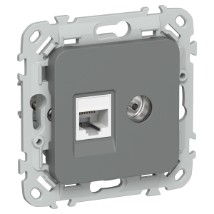 FLITE Розетка 2-местная RJ45/TV категория 5Е UTP РКТВ5е-2-0-ФлМА мокрый асфальт IEK