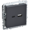 BRITE Розетка USB A+C 18Вт РЮ11-1-БрГ графит IEK