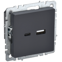 BRITE Розетка USB A+C 18Вт РЮ11-1-БрГ графит IEK