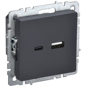 BRITE Розетка USB A+C 18Вт РЮ11-1-БрГ графит IEK
