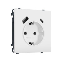MS130010 Комплект механизма электрической розетки SIGMA Белый матовый 2USB AC 20W быст. зар. сз сш 16A-250V QUANT PRO SP1300, PR160