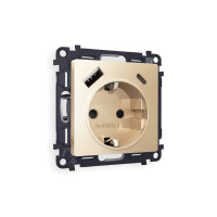 MA610010 Комплект механизма электрической розетки ALFA Шампань 2USB AC 20W быстрая зарядка сз QUANT AP6100, VM160 AMBRELLA VOLT