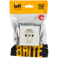 BRITE Розетка 1-местная без заземления с защитными шторками 10А РСш10-2-БрЖ жемчуг IEK