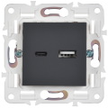SKANDY Розетка USB A+C 18Вт SK-R13T титан IEK