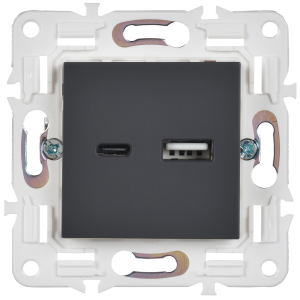 SKANDY Розетка USB A+C 18Вт SK-R13T титан IEK