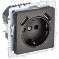 BRITE Розетка 1-местная с заземлением с защитными шторками 16А с USB AA 5В 2,1А РЮш10-1-БрТБ темная бронза IEK