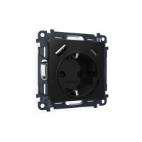 MA810010 Комплект механизма электрической розетки ALFA Черный матовый 2USB AC 20W быстрая зарядка сз QUANT AP8100, VM160 AMBRELLA VOLT