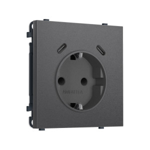 MS660510 Комплект механизма электрической розетки SIGMA Антрацит серый 2USB СC 20W быст. зар. сз сш 16A-250V QUANT PRO SP6605, PR165