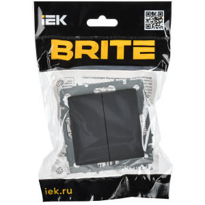 BRITE Выключатель 2-клавишный перекрестный 10А ВС10-2-3-БрГ графит IEK
