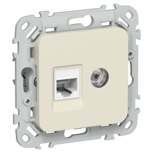 FLITE Розетка 2-местная RJ45/TV категория 5Е UTP РКТВ5е-2-0-ФлСл сливочный IEK