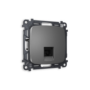 MO662010 Комплект механизма компьютерной розетки OMEGA Антрацит серый RJ-458P8C CAT6 с шторкой QUANT OP6620, VM188 AMBRELLA VOLT