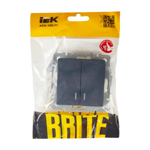 BRITE Выключатель 2-клавишный с индикацией 10А ВС10-2-1-БрМ маренго IEK