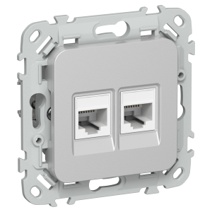FLITE Розетка 2-местная RJ45/RJ11 категория 6/3 UTP РКТ6/3-2-0-ФлА алюминий IEK
