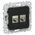 FLITE Розетка 2-местная компьютерная RJ45 категория 5Е STP РК5е-2-1-ФлЧ черный IEK
