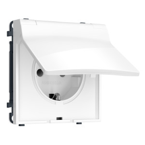 MS108010 Комплект механизма электрической розетки SIGMA Белый глянец 50Hz 2PE сз сш и крышкой IP44 16A-250V QUANT PRO SP1080, PR141
