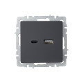BRITE Розетка USB A+C 18Вт РЮ11-1-БрГ графит IEK