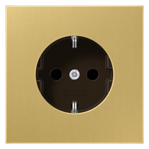 Розетка Jung LS METAL, скрытый монтаж, с заземлением, со шторками, латунь, ME1520KIC
