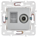 SKANDY Розетка двойная TV+RJ45 кат.5E SK-A14S серебряный IEK