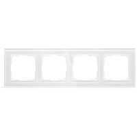 Рамка Smartbuy 4-местная стекло белая Нептун SBE-05w-Glass-FR-4