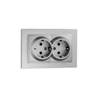 Розетка двойная с заземлением серебро Mono Electric Despina 102-212104-120