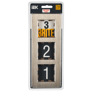 BRITE Рамка 3-местная РУ-3-1-Бр металл шампань RE AL IEK
