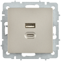 BRITE Розетка USB A+C 45Вт высокоскоростная зарядка РЮ11-2-БрШ шампань IEK