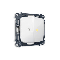 MO104010 Комплект механизма 2-кл выключателя с подсветкой 3200K OMEGA Белый глянец QUANT OP1040, VM115, G11Y AMBRELLA VOLT