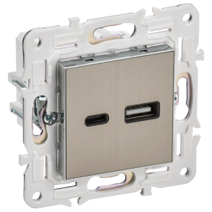 SKANDY Розетка USB A+C 3,1А SK-R14N металл никель IEK