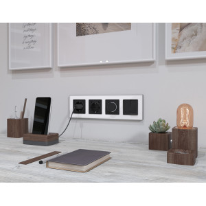 MA810510 Комплект механизма электрической розетки 2USB СC 20W сз на винтовых зажимах 16A-250V ALFA Черный матовый QUANT AP8105, VM165 AMBRELLA VOLT