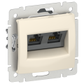 IEKVALENA Розетка компьютерная двойная RJ45 категория 5Е UTP 6956261 слоновая кость IEK
