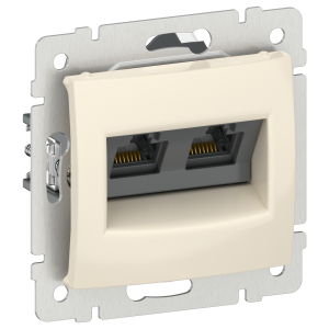 IEKVALENA Розетка компьютерная двойная RJ45 категория 5Е UTP 6956261 слоновая кость IEK