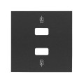 Simon 100 Черный матовый Накладка для зарядного устройства 2хUSB